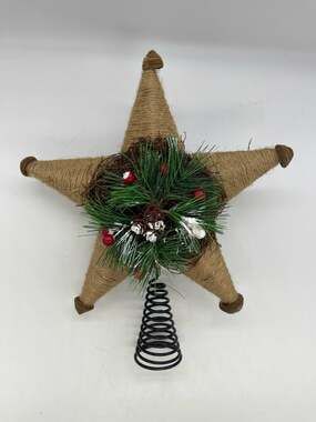Star Christmas Tree Topper Twine Farmhouse Country Rustic